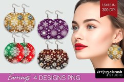 Snowflakes Round Earrings - Christmas PNG Sublimation Product Image 1