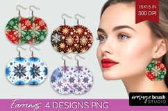 Snowflakes Round Earrings - Christmas PNG Sublimation Product Image 1