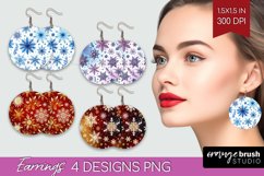 Snowflakes Round Earrings - Christmas PNG Sublimation Product Image 1