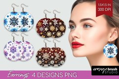 Snowflakes Round Earrings - Christmas PNG Sublimation Product Image 1
