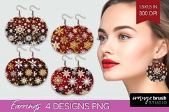 Snowflakes Round Earrings - Christmas PNG Sublimation Product Image 1