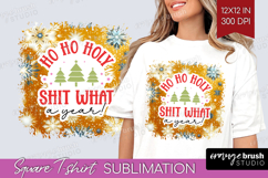 Funny Christmas Quote Square Tshirt Background - Snowflakes Product Image 1