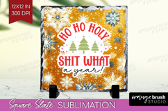 Funny Christmas Quote Slate PNG - Snowflakes Square Slate Product Image 1