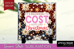 Funny Christmas Quote Slate PNG - Snowflakes Square Slate Product Image 1