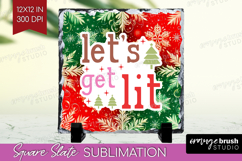 Funny Christmas Quote Slate PNG - Snowflakes Square Slate Product Image 1