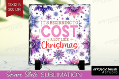 Funny Christmas Quote Slate PNG - Snowflakes Square Slate Product Image 1