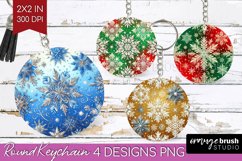 Snowflakes Keychain PNG - Christmas Keychain Sublimation Product Image 1