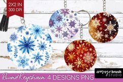 Snowflakes Keychain PNG - Christmas Keychain Sublimation Product Image 1