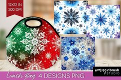 Snowflakes Lunch Bag - Christmas Lunch Bug PNG Sublimation Product Image 1