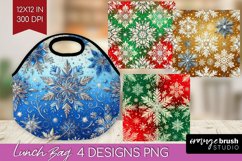 Snowflakes Lunch Bag - Christmas Lunch Bug PNG Sublimation Product Image 1