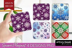 Snowflakes Magnet Sublimation - Christmas Square Magnet PNG Product Image 1