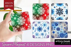 Snowflakes Magnet Sublimation - Christmas Square Magnet PNG Product Image 1
