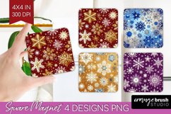 Snowflakes Magnet Sublimation - Christmas Square Magnet PNG Product Image 1