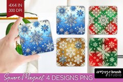 Snowflakes Magnet Sublimation - Christmas Square Magnet PNG Product Image 1