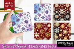 Snowflakes Magnet Sublimation - Christmas Square Magnet PNG Product Image 1
