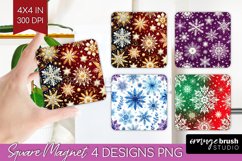 Snowflakes Magnet Sublimation - Christmas Square Magnet PNG Product Image 1
