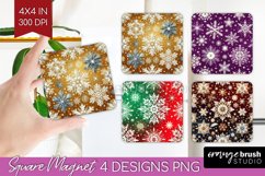 Snowflakes Magnet Sublimation - Christmas Square Magnet PNG Product Image 1