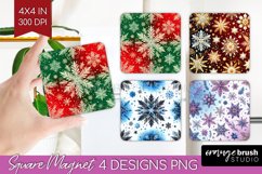 Snowflakes Magnet Sublimation - Christmas Square Magnet PNG Product Image 1