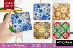 Snowflakes Magnet Sublimation - Christmas Square Magnet PNG Product Image 1