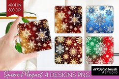 Snowflakes Magnet Sublimation - Christmas Square Magnet PNG Product Image 1