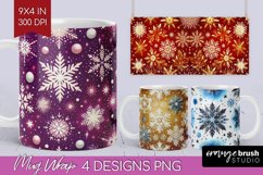Snowflakes Mug Wrap - Christmas Mug PNG Sublimation Product Image 1
