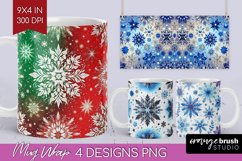 Snowflakes Mug Wrap - Christmas Mug PNG Sublimation Product Image 1