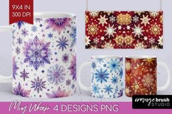 Snowflakes Mug Wrap - Christmas Mug PNG Sublimation Product Image 1