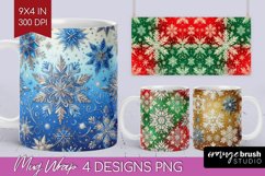 Snowflakes Mug Wrap - Christmas Mug PNG Sublimation Product Image 1