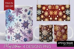 Snowflakes Mug Wrap - Christmas Mug PNG Sublimation Product Image 1