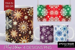 Snowflakes Mug Wrap - Christmas Mug PNG Sublimation Product Image 1