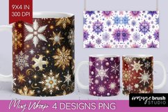 Snowflakes Mug Wrap - Christmas Mug PNG Sublimation Product Image 1