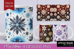 Snowflakes Mug Wrap - Christmas Mug PNG Sublimation Product Image 1