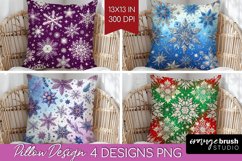 Snowflakes Pillow Sublimation - Christmas Pillow Cover PNG Product Image 1