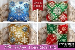 Snowflakes Pillow Sublimation - Christmas Pillow Cover PNG Product Image 1