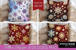 Snowflakes Pillow Sublimation - Christmas Pillow Cover PNG Product Image 1