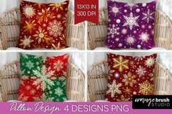 Snowflakes Pillow Sublimation - Christmas Pillow Cover PNG Product Image 1