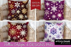 Snowflakes Pillow Sublimation - Christmas Pillow Cover PNG Product Image 1