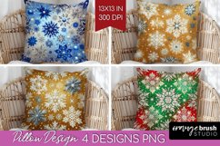 Snowflakes Pillow Sublimation - Christmas Pillow Cover PNG Product Image 1