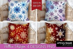 Snowflakes Pillow Sublimation - Christmas Pillow Cover PNG Product Image 1