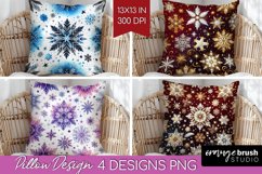 Snowflakes Pillow Sublimation - Christmas Pillow Cover PNG Product Image 1