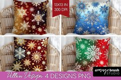 Snowflakes Pillow Sublimation - Christmas Pillow Cover PNG Product Image 1