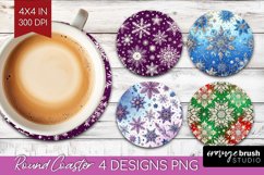 Snowflakes Round Coaster - Christmas Coaster PNG Sublimation Product Image 1