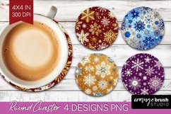 Snowflakes Round Coaster - Christmas Coaster PNG Sublimation Product Image 1