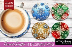 Snowflakes Round Coaster - Christmas Coaster PNG Sublimation Product Image 1