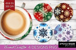 Snowflakes Round Coaster - Christmas Coaster PNG Sublimation Product Image 1