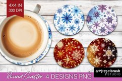 Snowflakes Round Coaster - Christmas Coaster PNG Sublimation Product Image 1