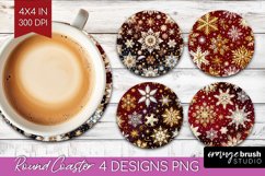 Snowflakes Round Coaster - Christmas Coaster PNG Sublimation Product Image 1