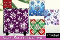 Snowflakes Slate PNG - Christmas Square Slate Sublimation Product Image 1