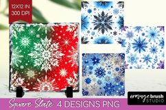Snowflakes Slate PNG - Christmas Square Slate Sublimation Product Image 1