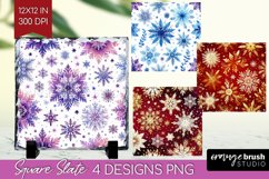 Snowflakes Slate PNG - Christmas Square Slate Sublimation Product Image 1